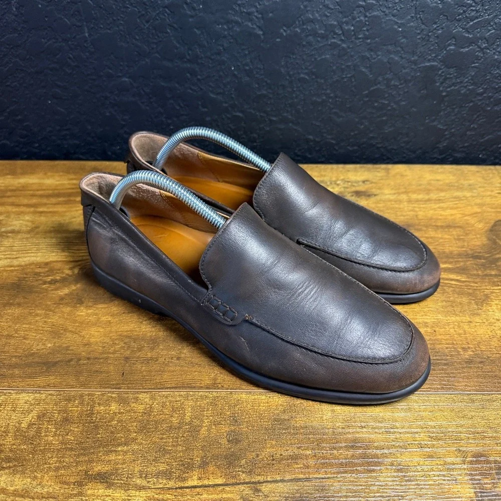 ECCO Citytray Lite Brown Leather Loafers Mens EU 41 US 7-7.5 Slip On Shoes